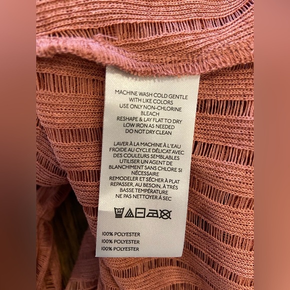 #5 Anthropologie long sleeve sheer striped crop blouse in size large - Picture 3 of 7